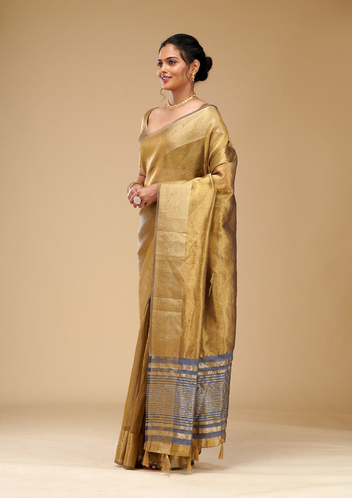 Mehendi Zariwork Tissue Saree