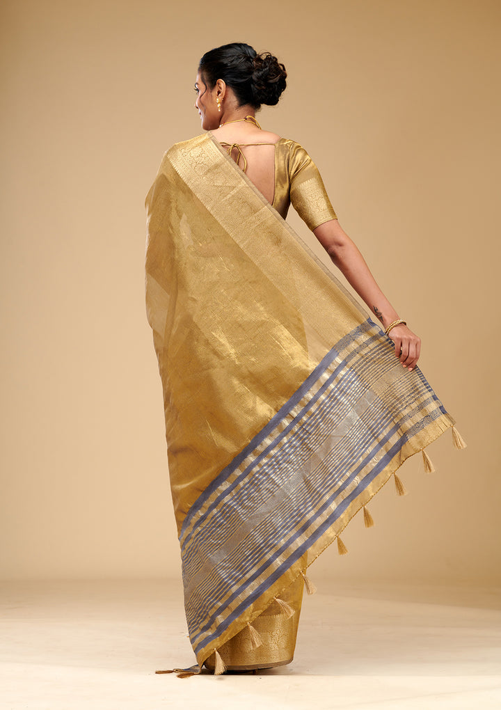 Mehendi Zariwork Tissue Saree