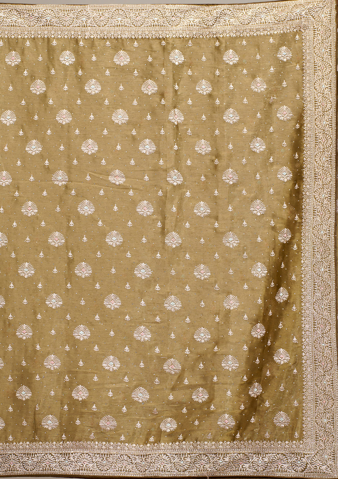 Mehendi Zariwork Tissue Saree