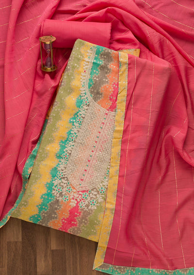 Multi Bandhani Print Georgette Unstitched Salwar Suit-Koskii