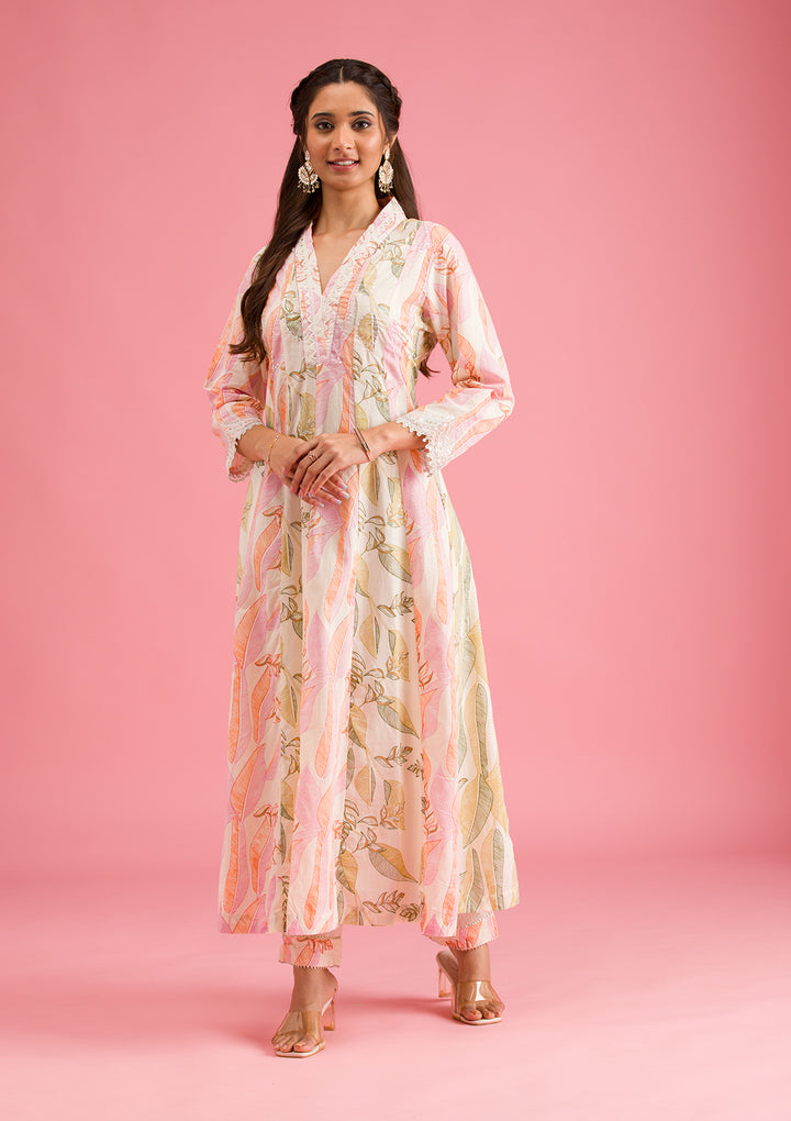 Multi Threadwork Cotton Readymade Salwar Suit