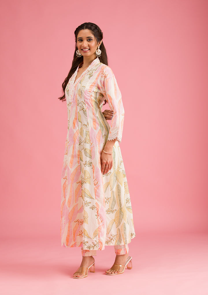 Multi Threadwork Cotton Readymade Salwar Suit