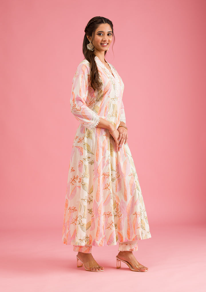 Multi Threadwork Cotton Readymade Salwar Suit