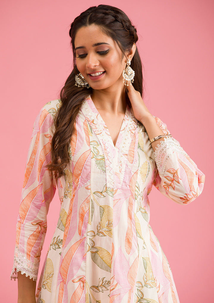 Multi Threadwork Cotton Readymade Salwar Suit