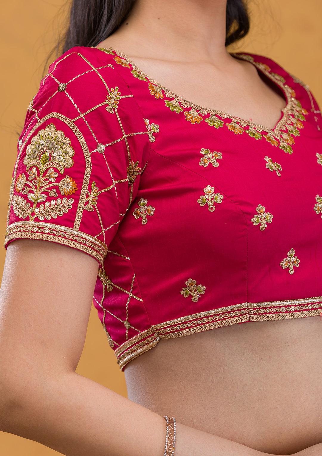 Mustard Zariwork Banarasi Semi Stitched Lehenga