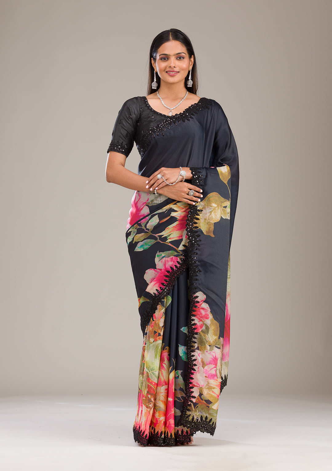 Multi Zariwork Georgette Saree