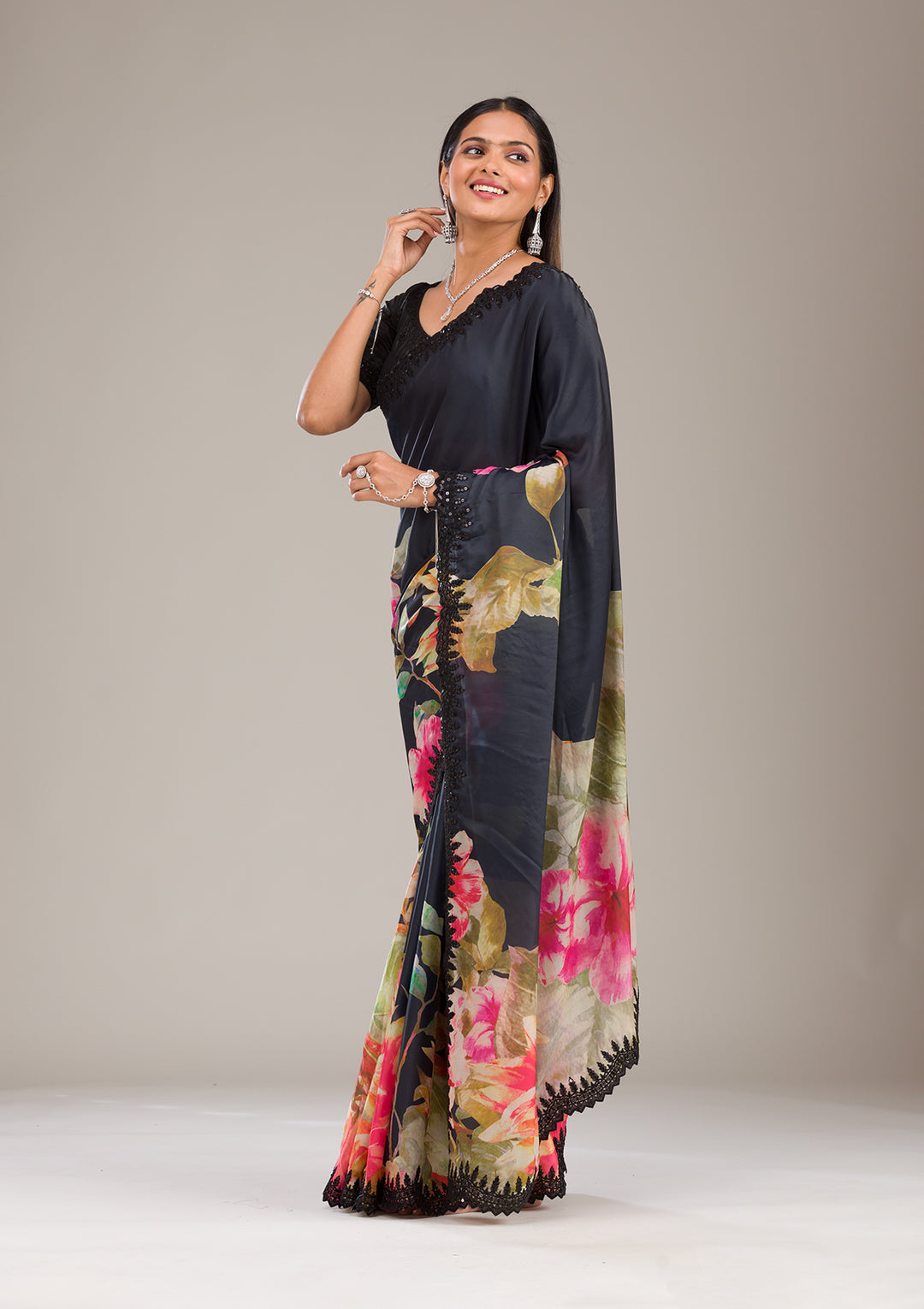 Multi Zariwork Georgette Saree