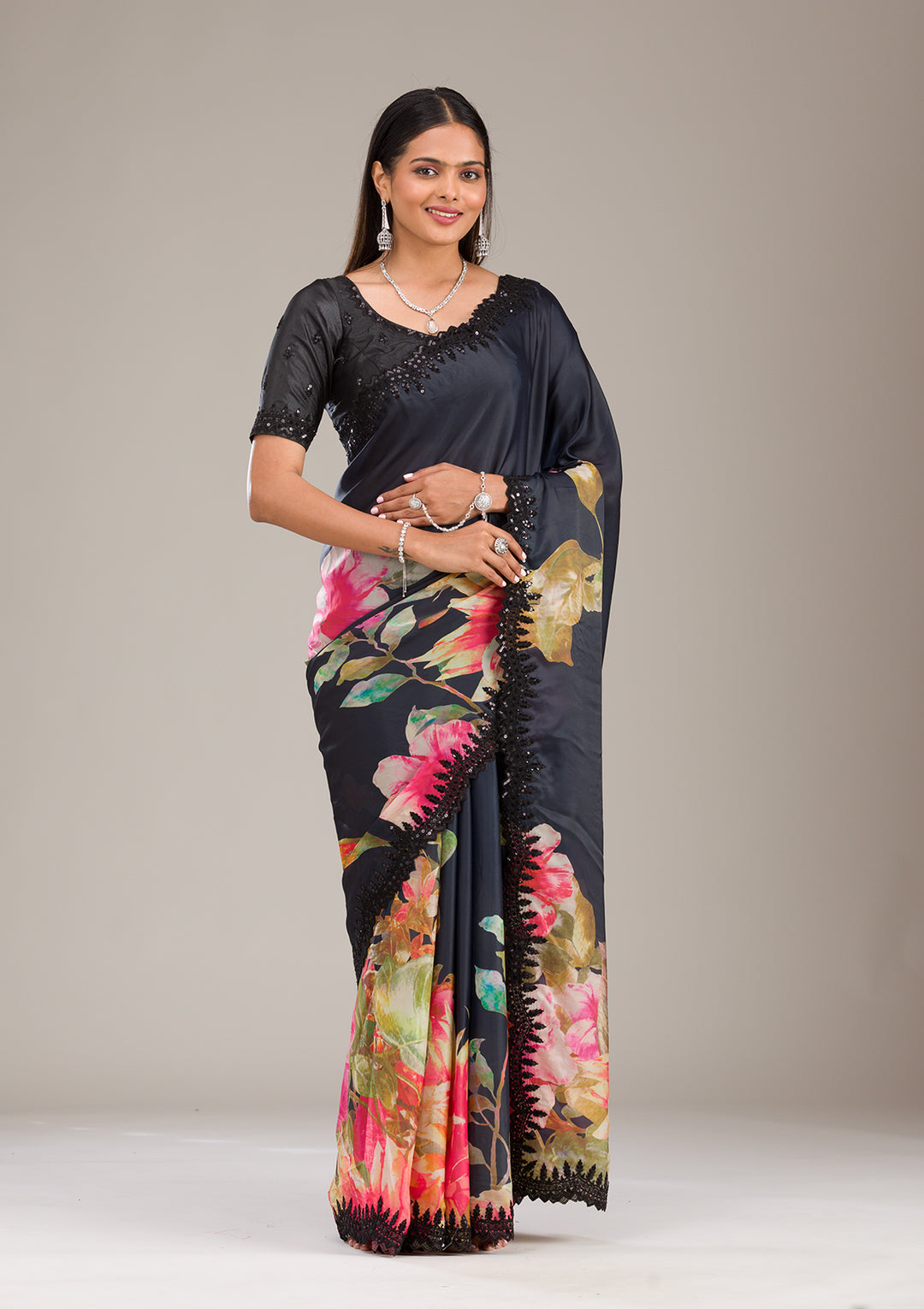 Multi Zariwork Georgette Saree