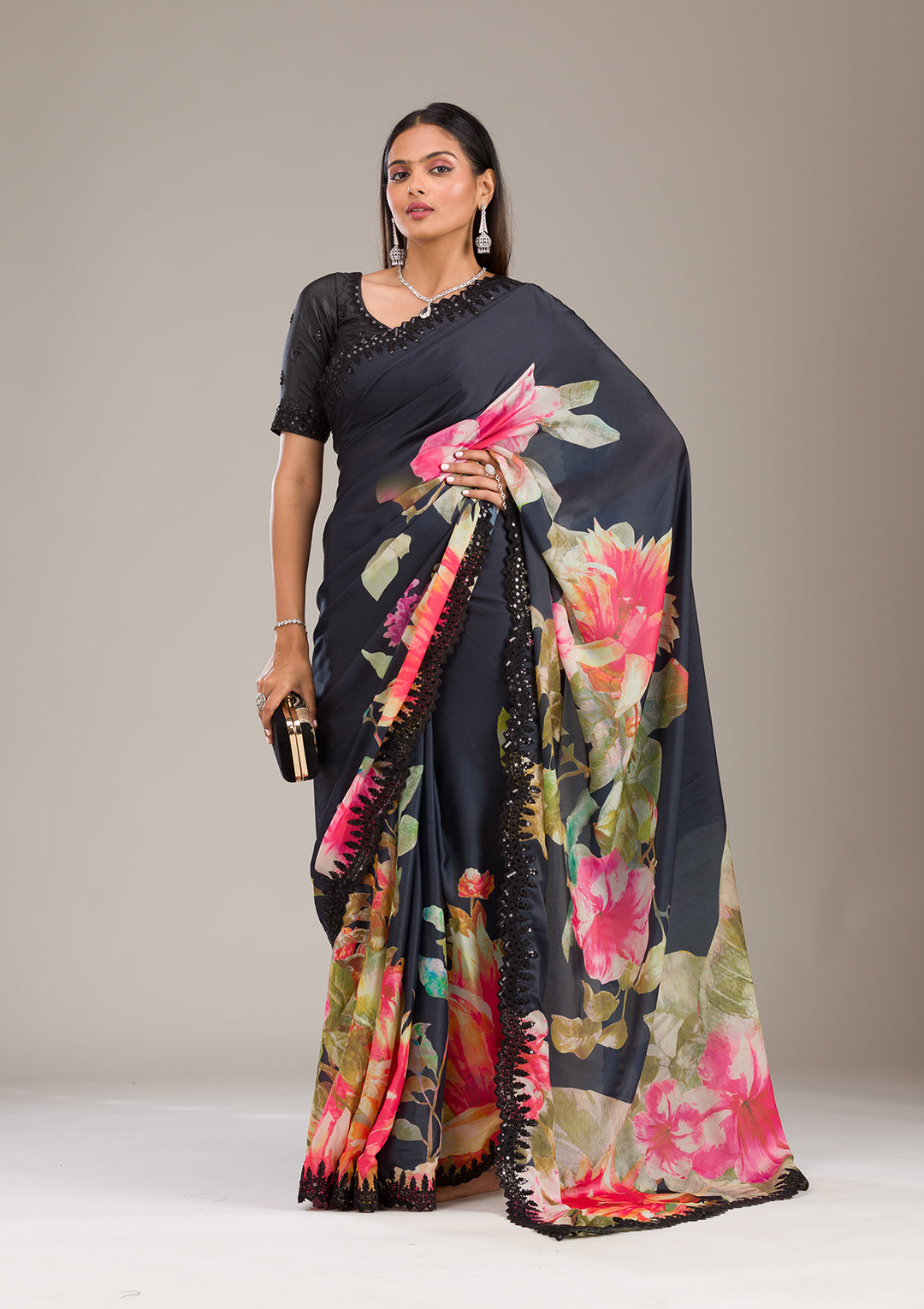 Multi Zariwork Georgette Saree