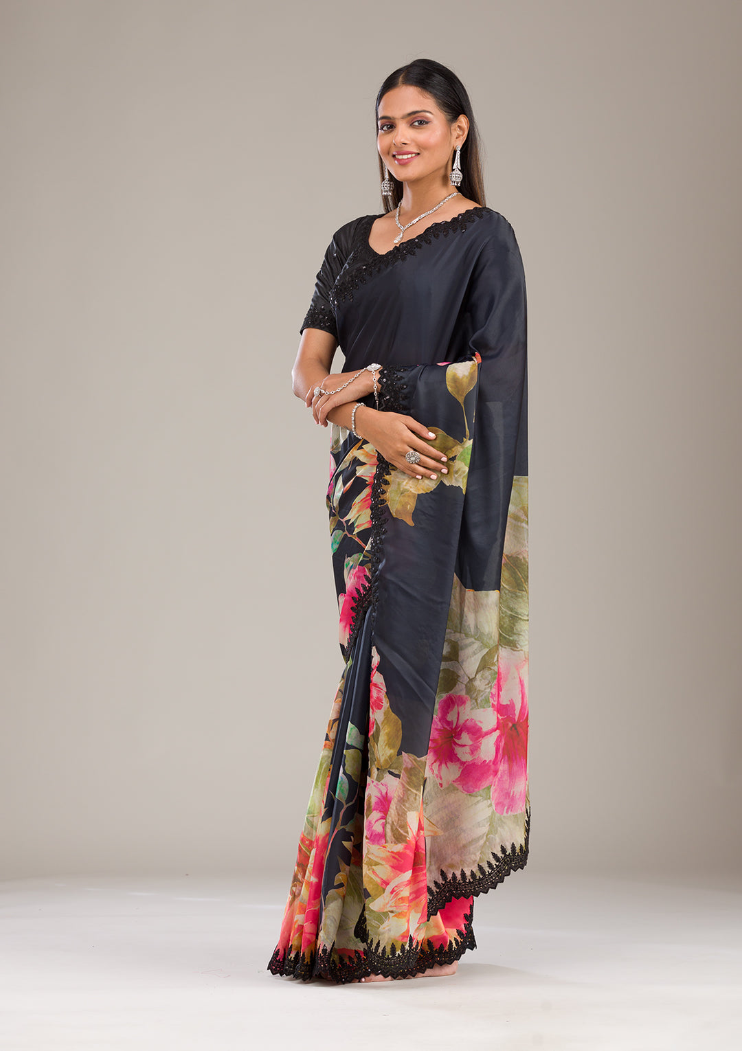 Multi Zariwork Georgette Saree