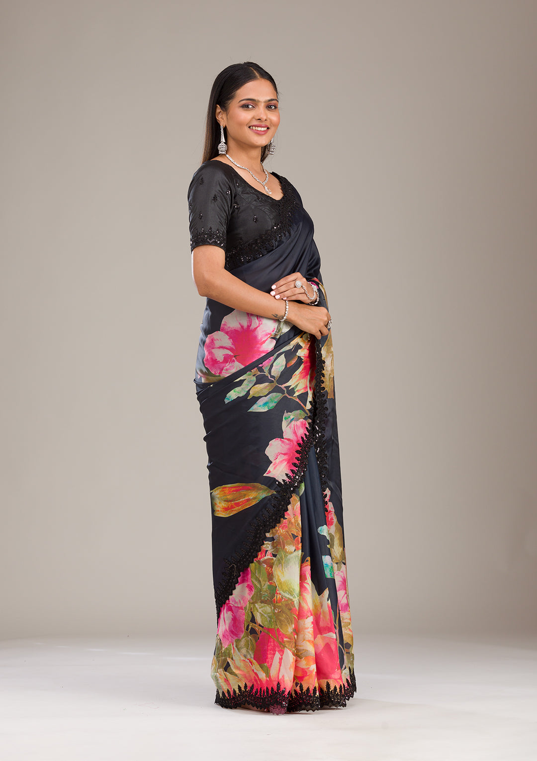 Multi Zariwork Georgette Saree