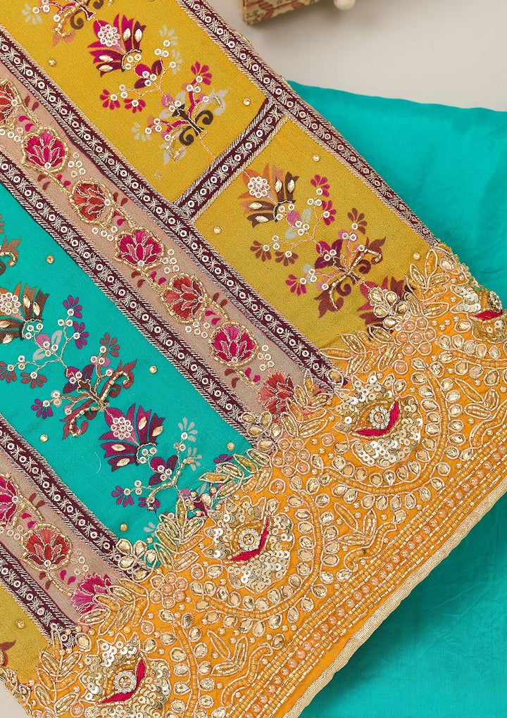Mustard Cutdana Chiffon Unstitched Salwar Suit