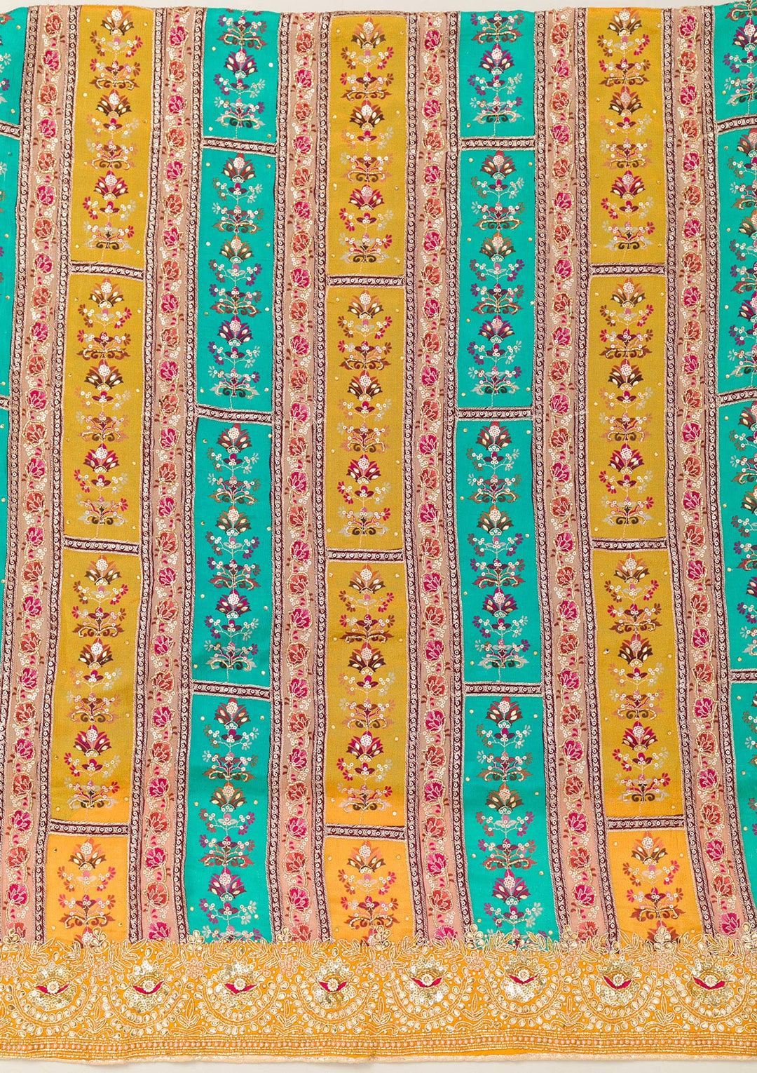 Mustard Cutdana Chiffon Unstitched Salwar Suit