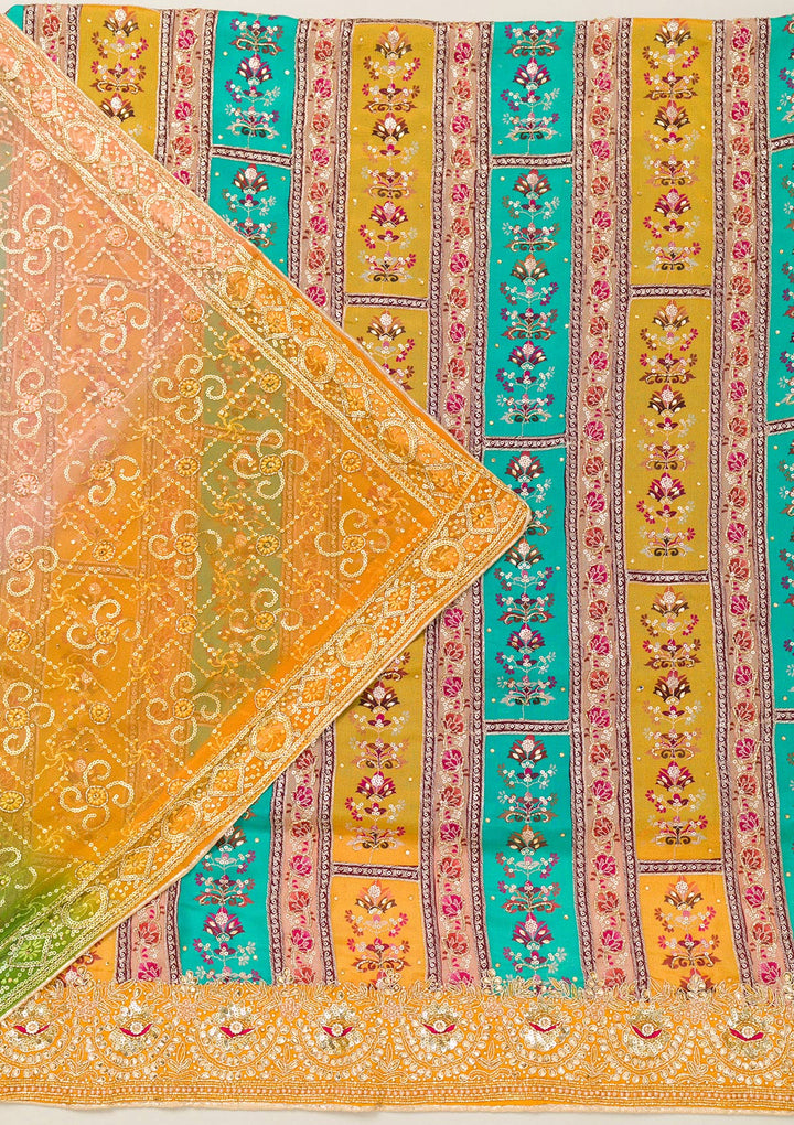 Mustard Cutdana Chiffon Unstitched Salwar Suit