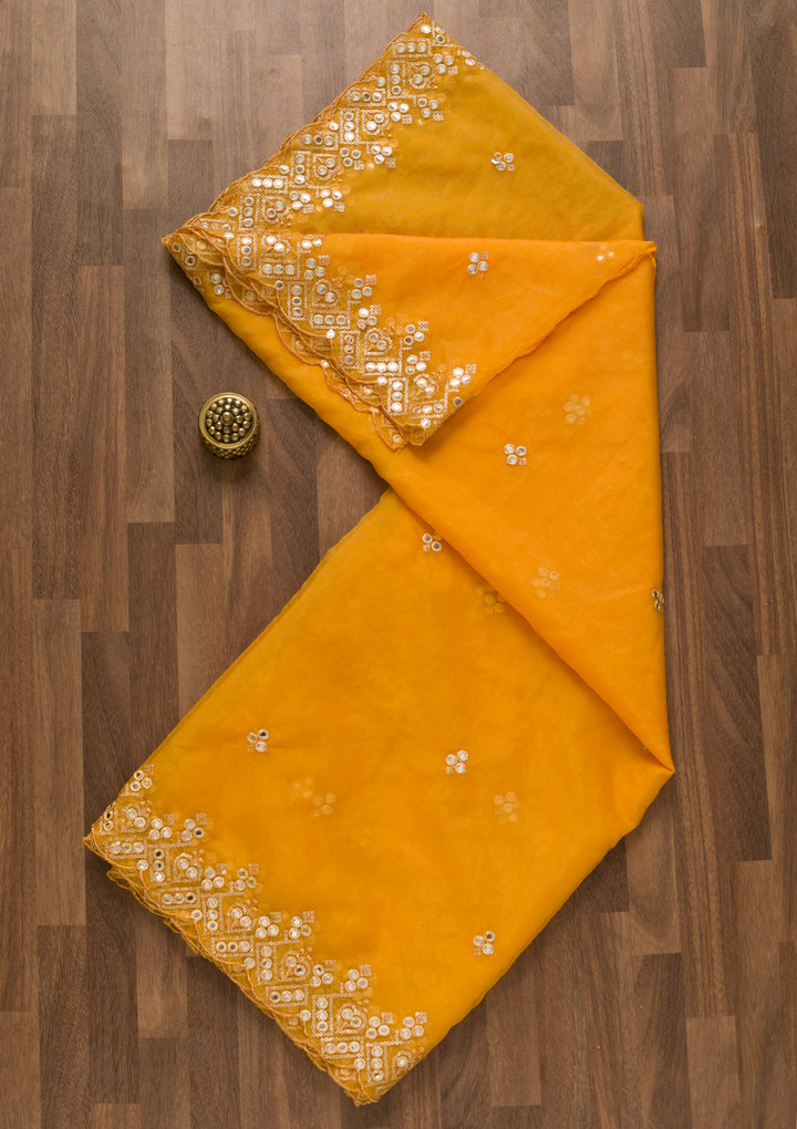 Mustard Gotapatti Tissue Dupatta-Koskii