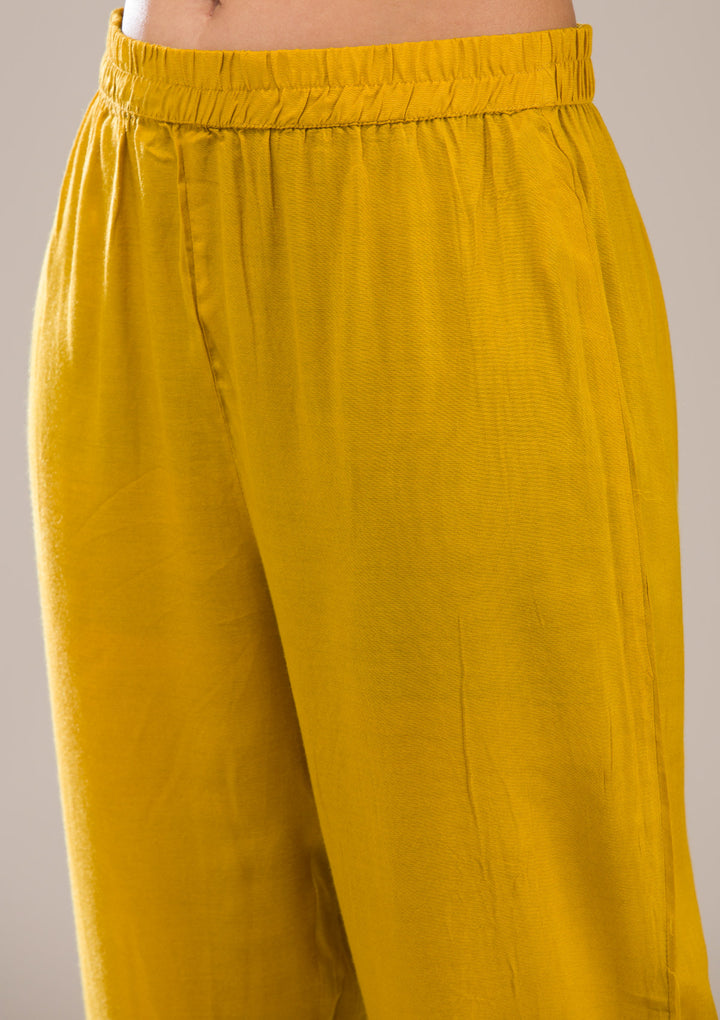 Mustard Gotapatti Semi Crepe Readymade Salwar Suit