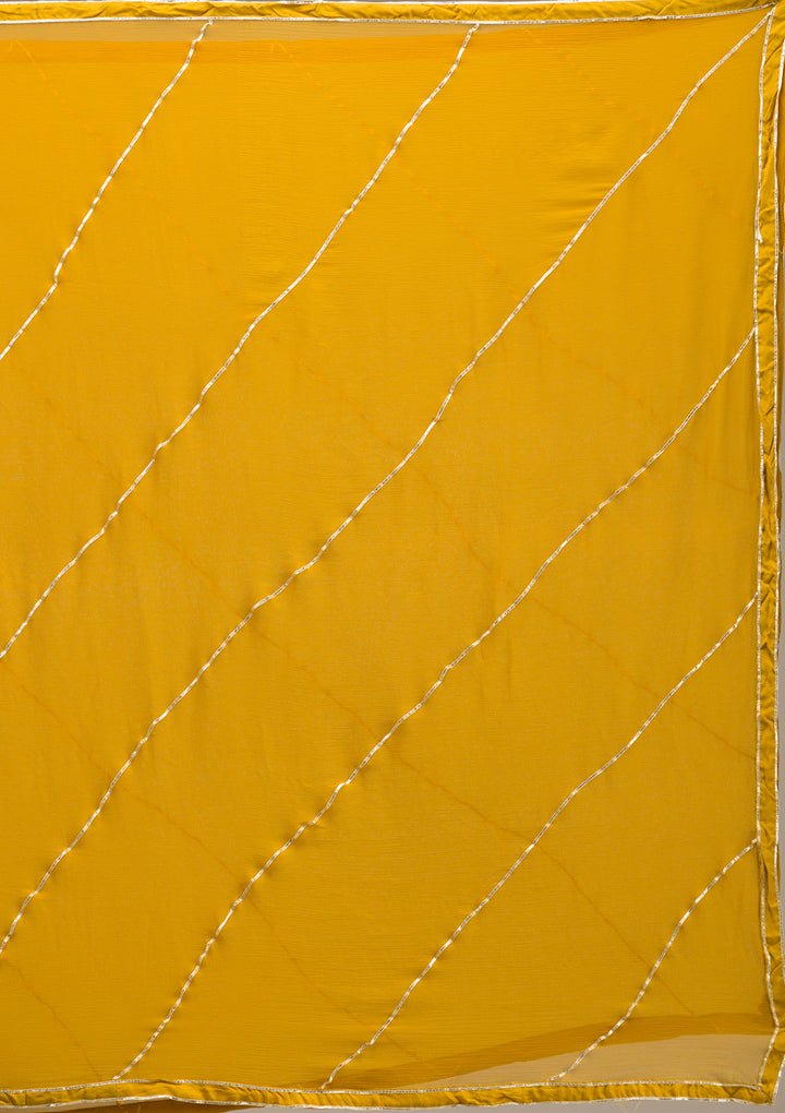 Mustard Gotapatti Semi Crepe Readymade Salwar Suit