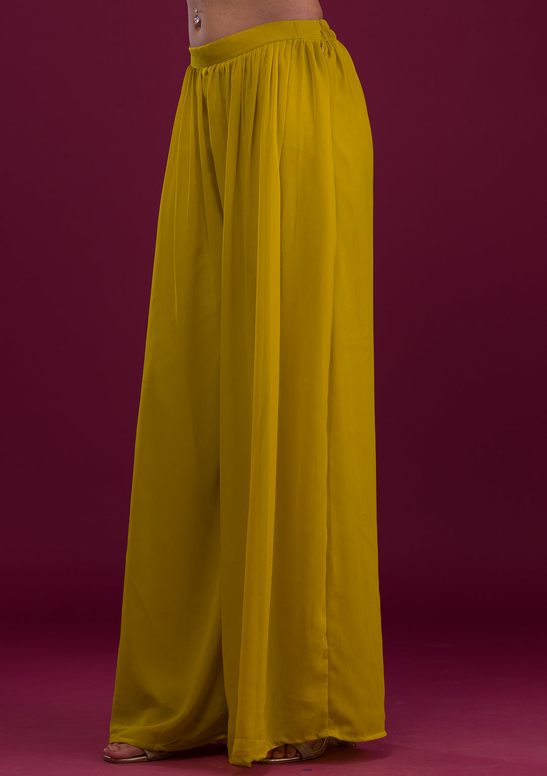 Mustard Kashmiri Threadwork Georgette Readymade Salwar Suit