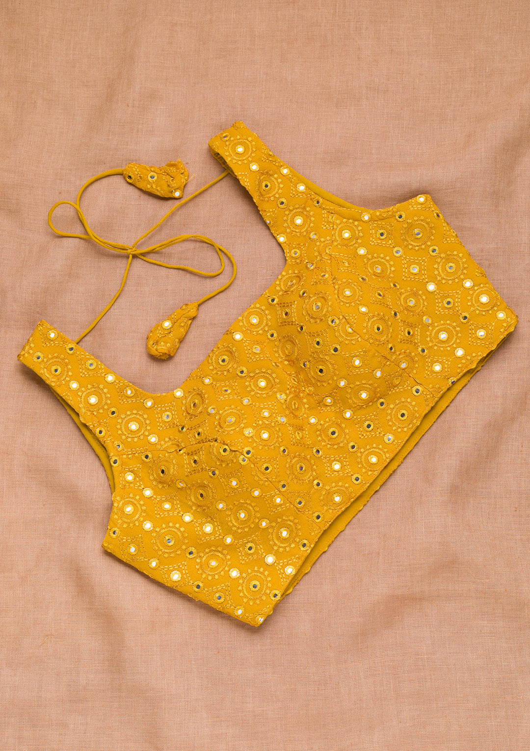 Mustard Mirrorwork Georgette Blouse