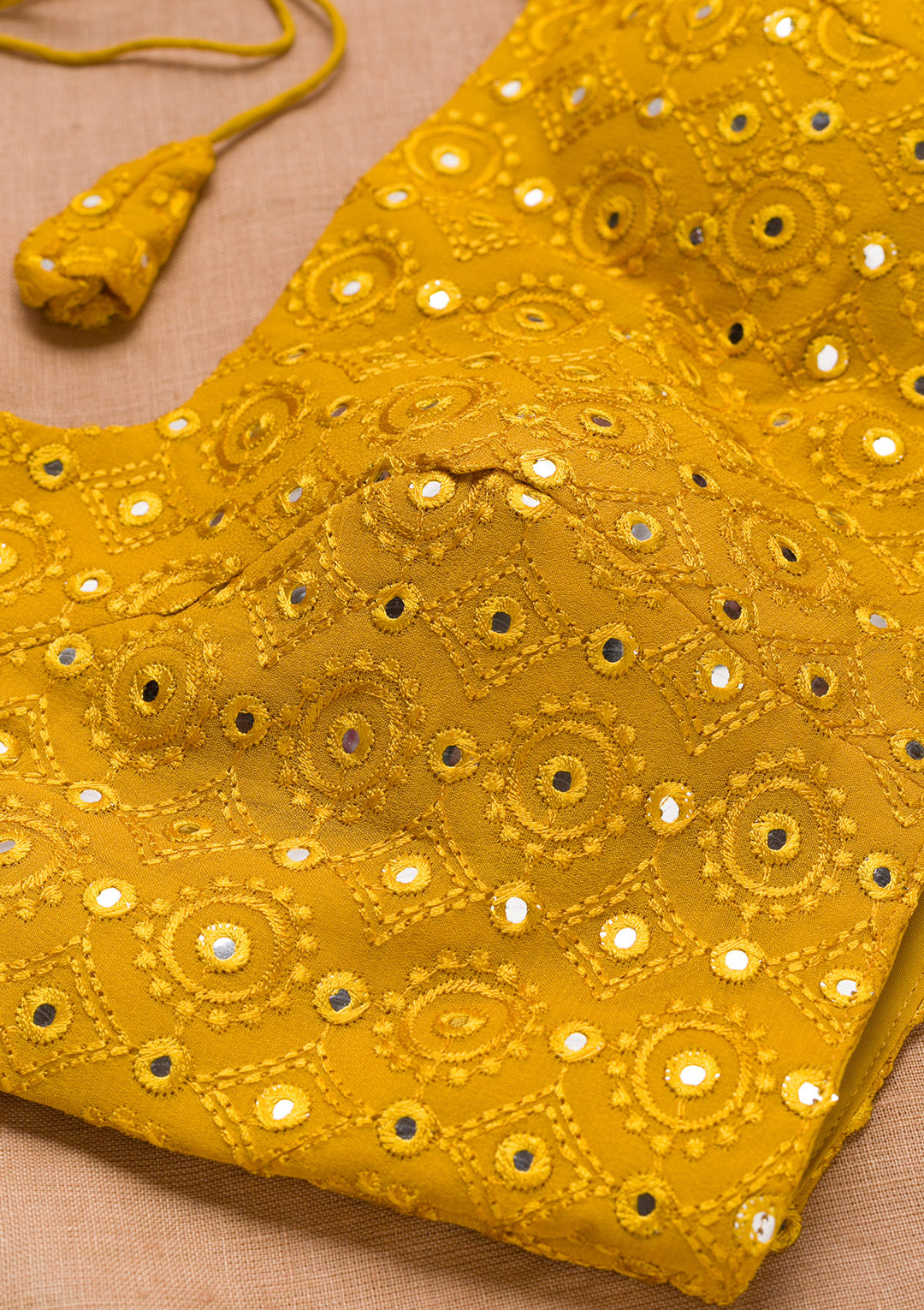 Mustard Mirrorwork Georgette Blouse
