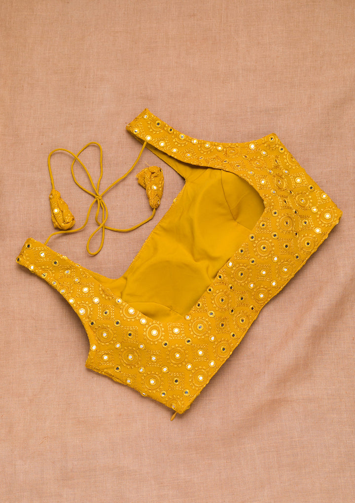 Mustard Mirrorwork Georgette Blouse