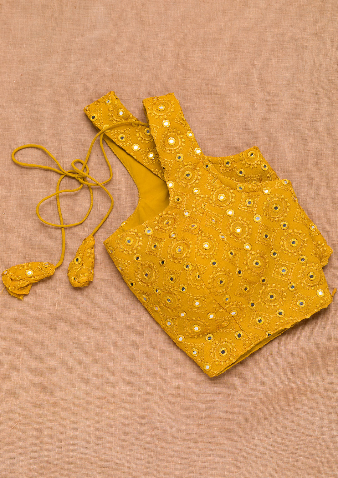 Mustard Mirrorwork Georgette Blouse