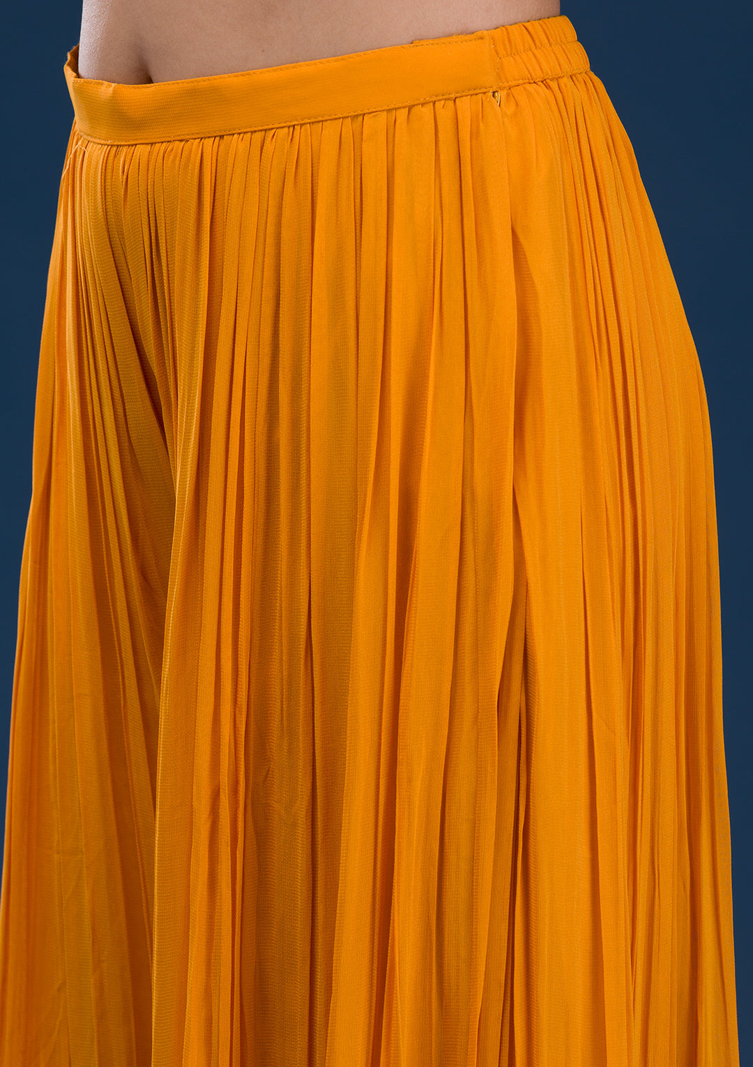 Mustard Mirrorwork Georgette Readymade Anarkali Suit