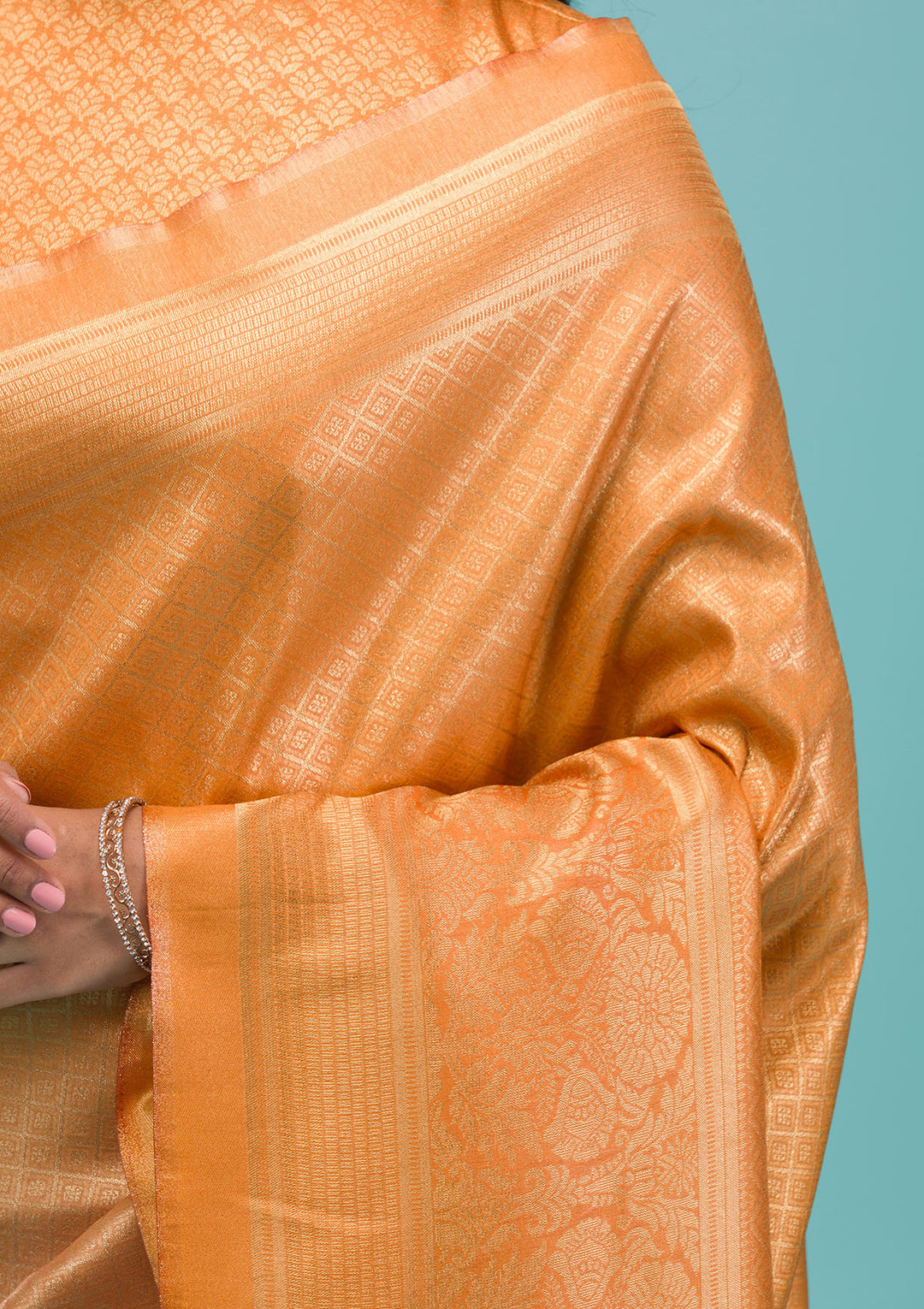 Mustard Plain Soft Silk Saree