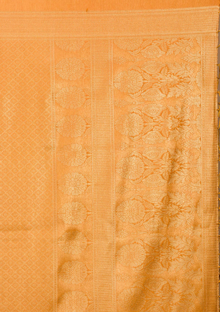 Mustard Plain Soft Silk Saree