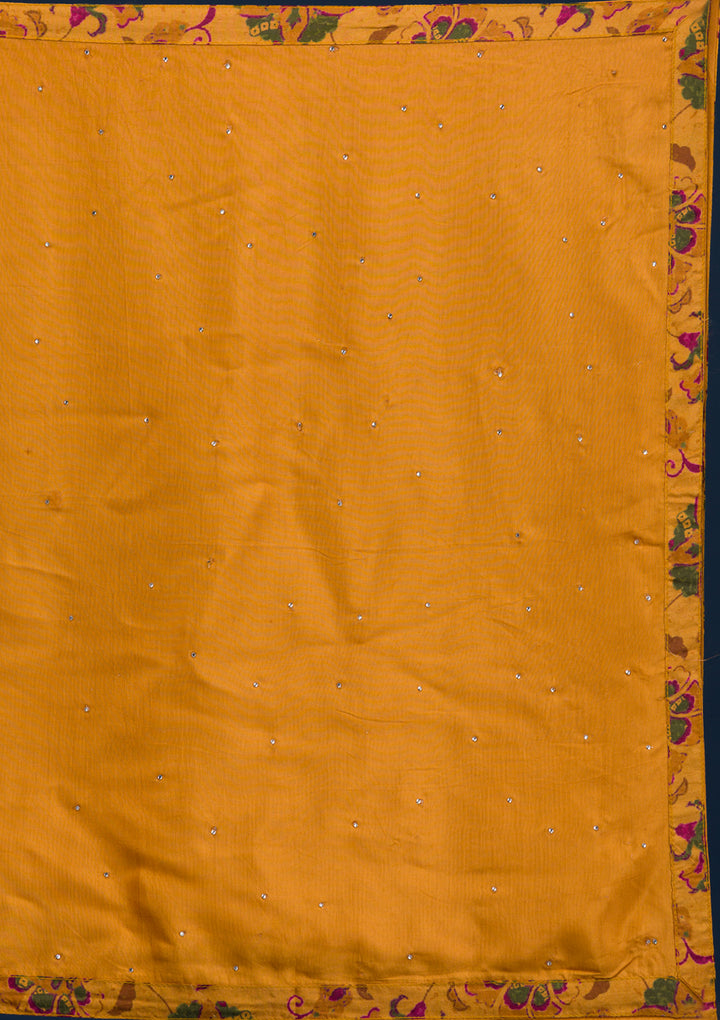 Mustard Printed Semi Crepe Readymade Salwar Suit