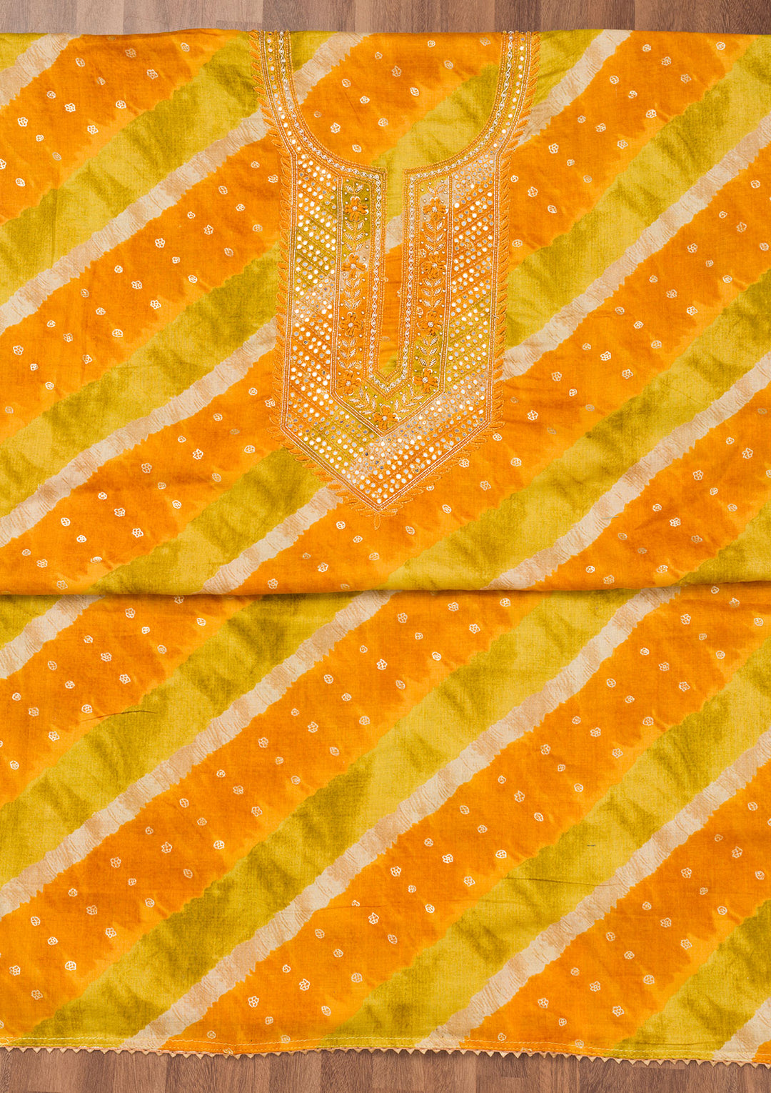 Mustard Printed Soft Silk Unstitched Salwar Suit