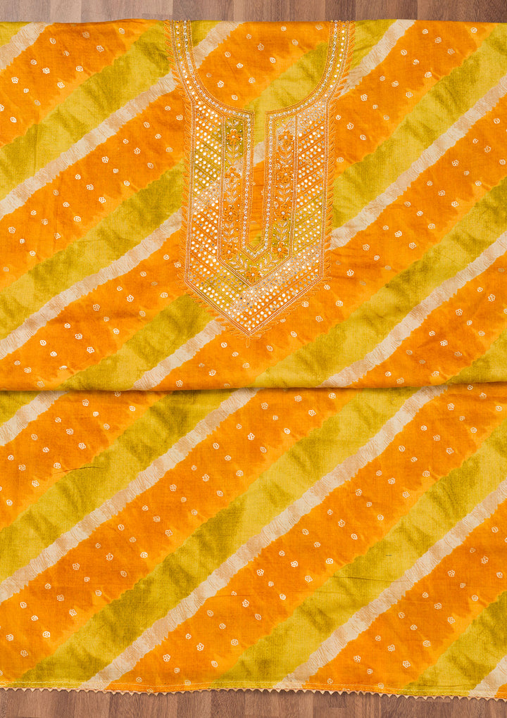 Mustard Printed Soft Silk Unstitched Salwar Suit