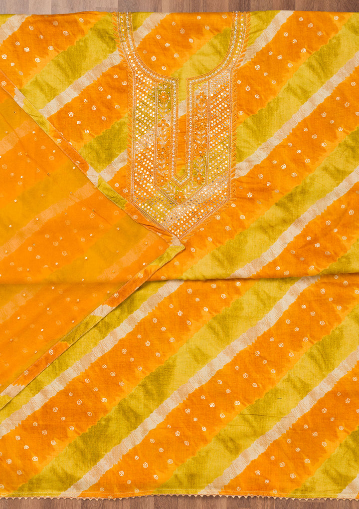 Mustard Printed Soft Silk Unstitched Salwar Suit