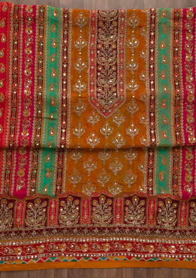 Mustard Printed Tissue Unstitched Salwar Suit