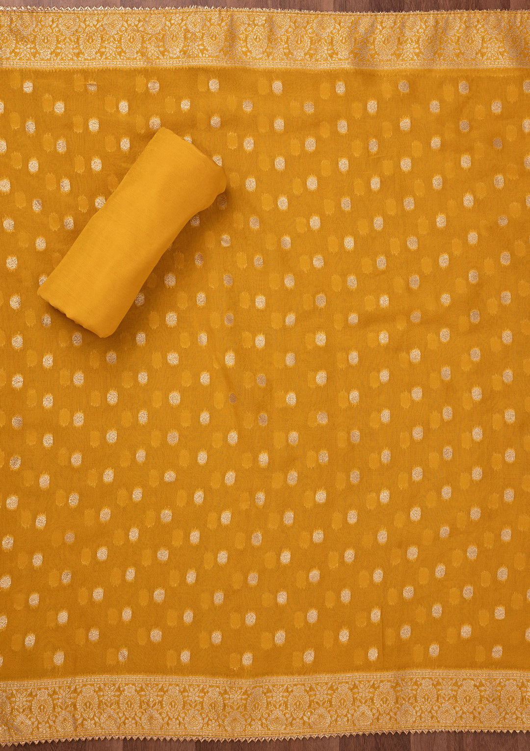 Mustard Sequins Georgette Unstitched Salwar Suit
