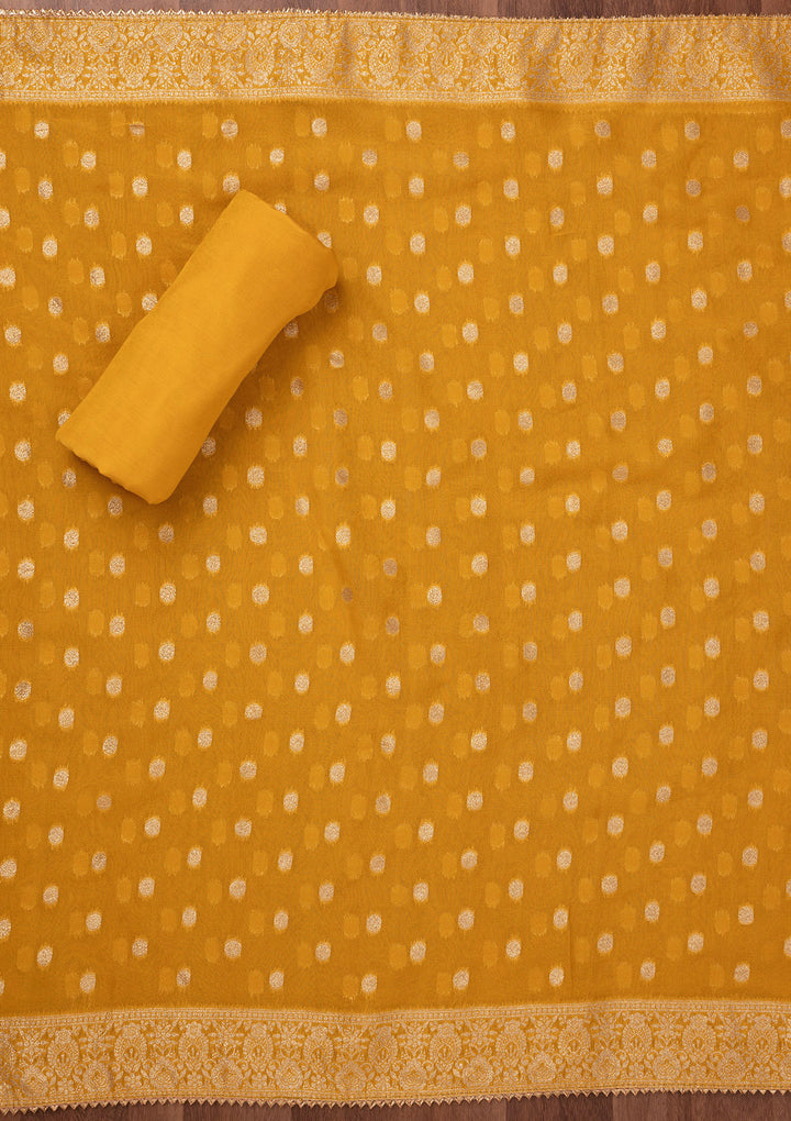 Mustard Sequins Georgette Unstitched Salwar Suit