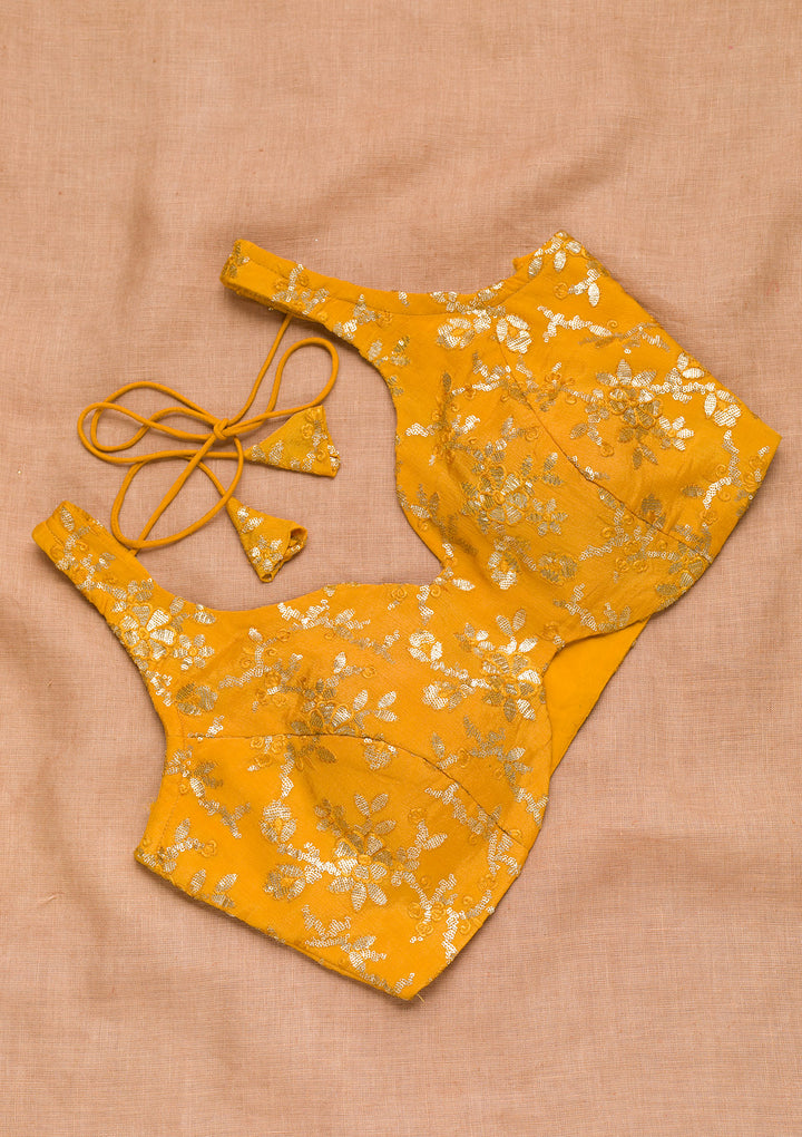 Mustard Sequins Semi Crepe Blouse