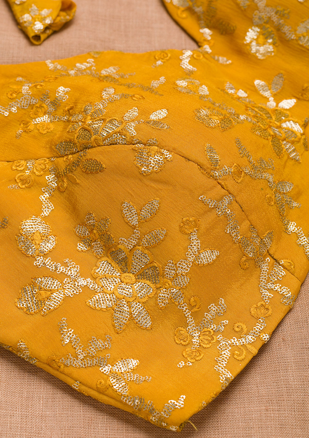Mustard Sequins Semi Crepe Blouse
