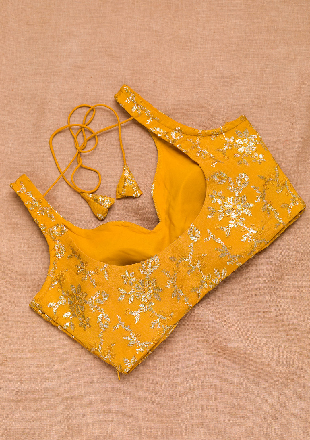 Mustard Sequins Semi Crepe Blouse