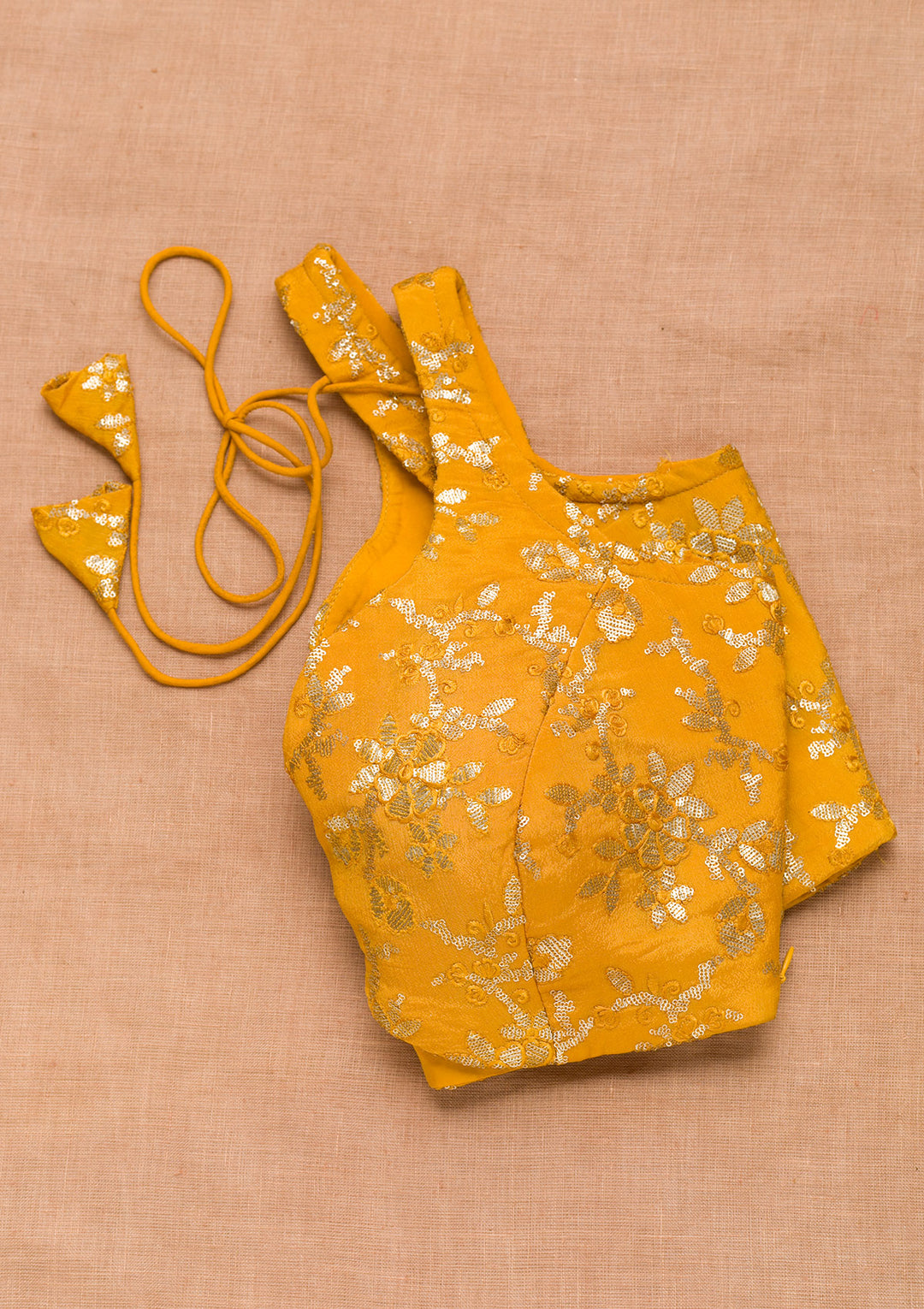 Mustard Sequins Semi Crepe Blouse