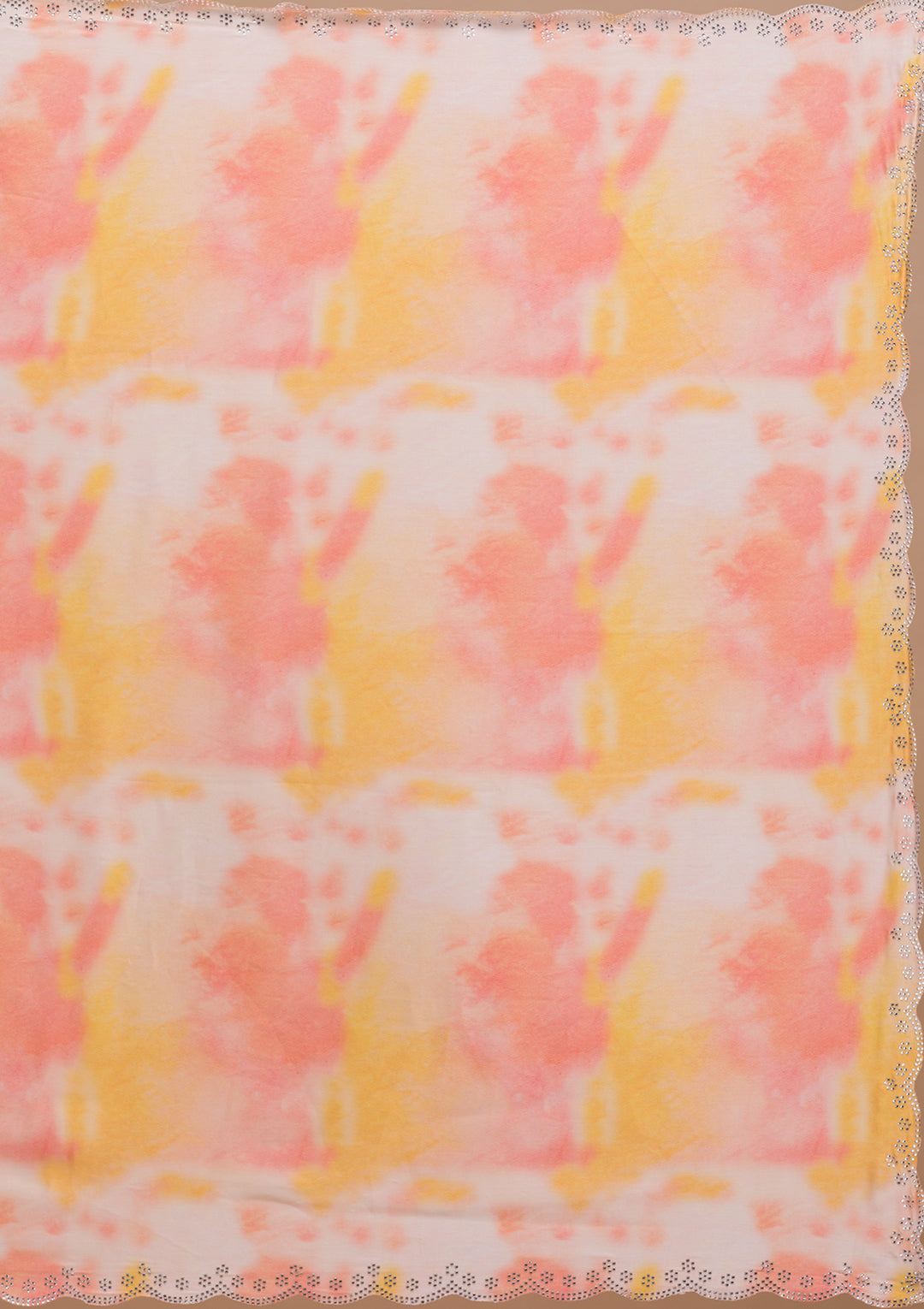 Peach Printed Satin Saree