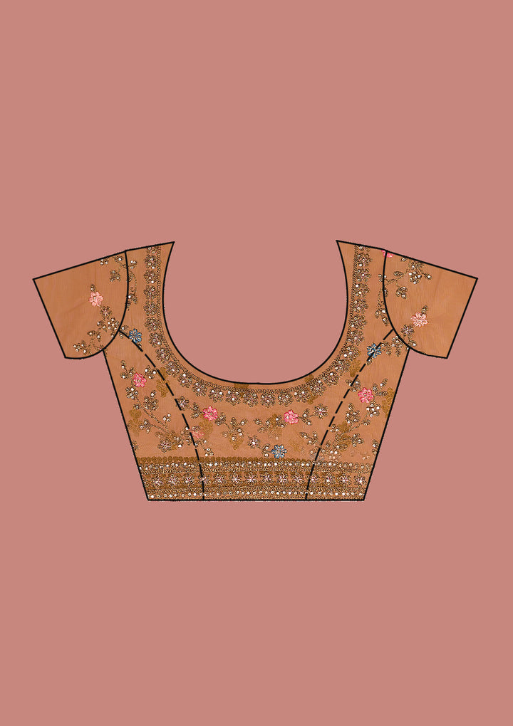Mustard Stonework Net Saree