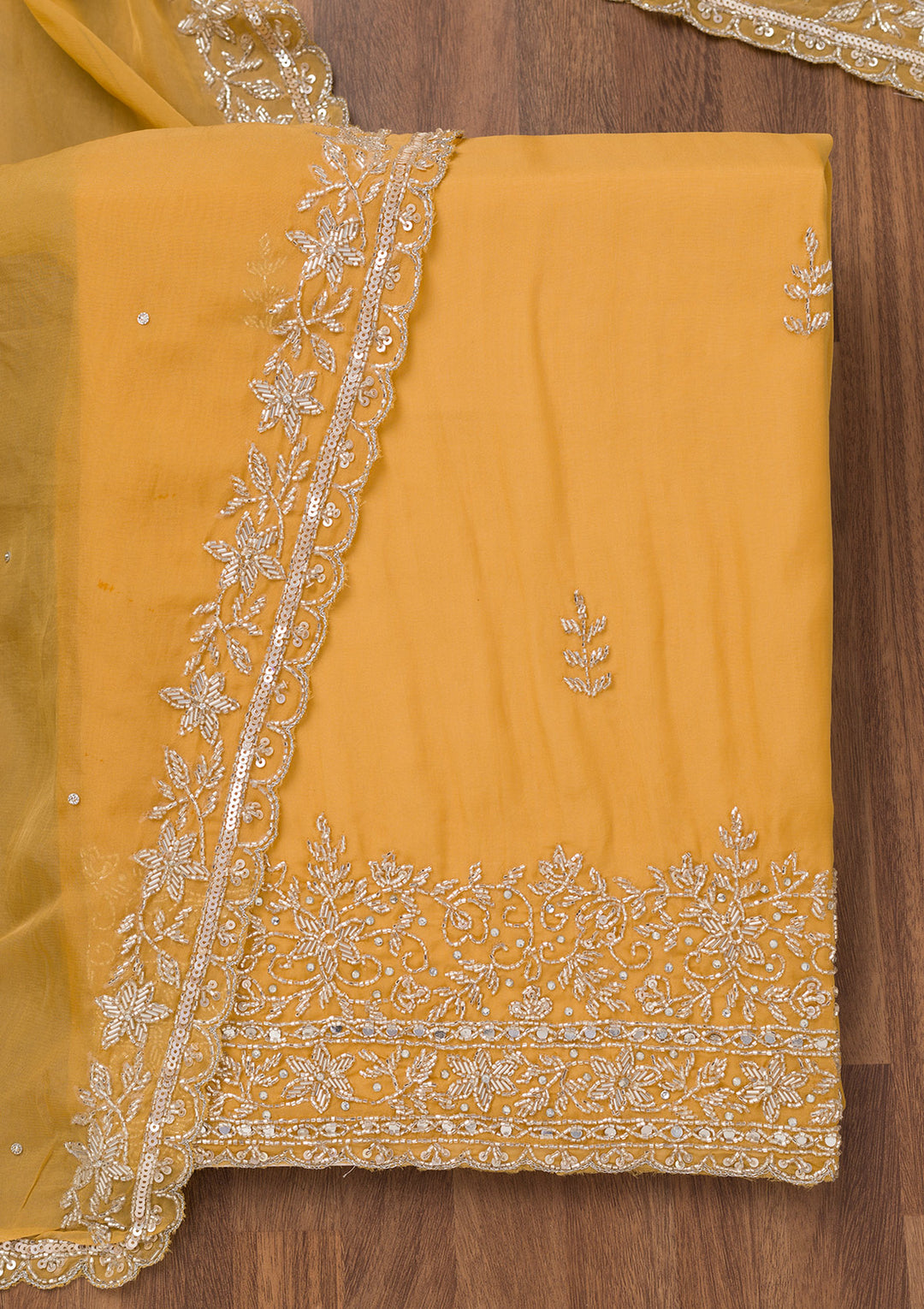 Mustard Stonework Tissue Unstitched Salwar Suit