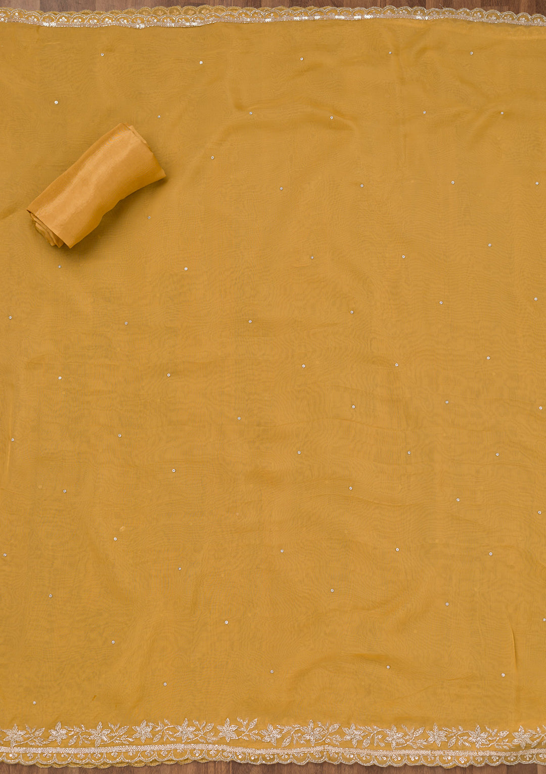 Mustard Stonework Tissue Unstitched Salwar Suit
