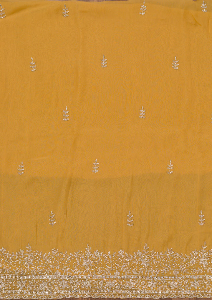 Mustard Stonework Tissue Unstitched Salwar Suit