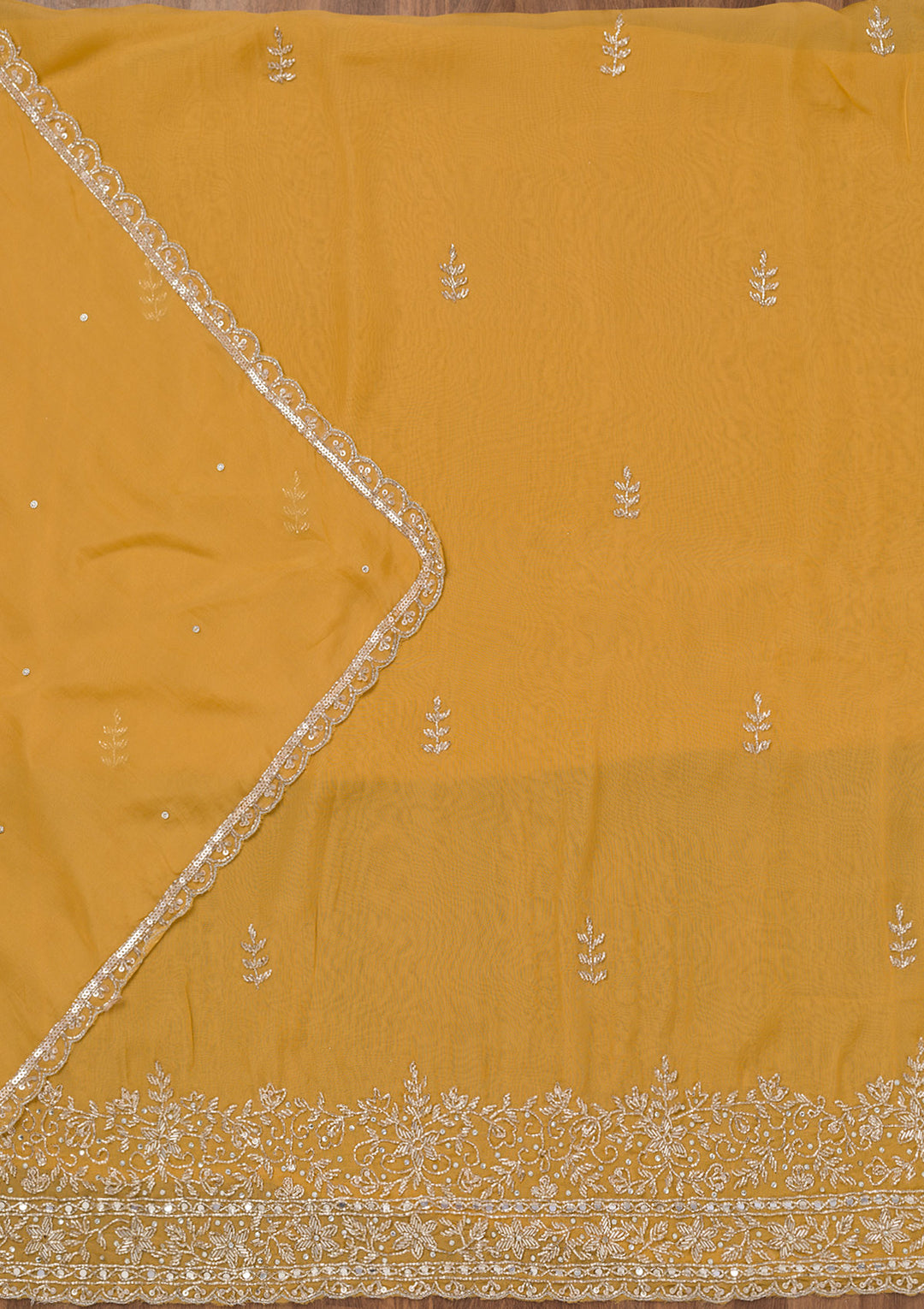 Mustard Stonework Tissue Unstitched Salwar Suit
