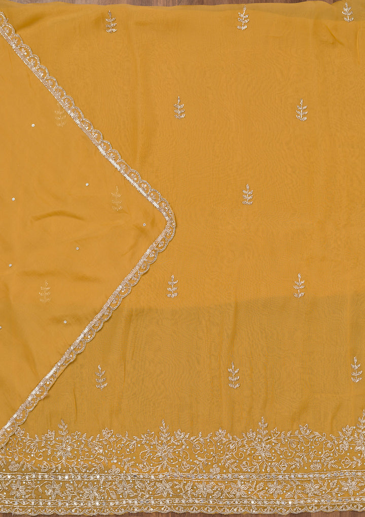 Mustard Stonework Tissue Unstitched Salwar Suit
