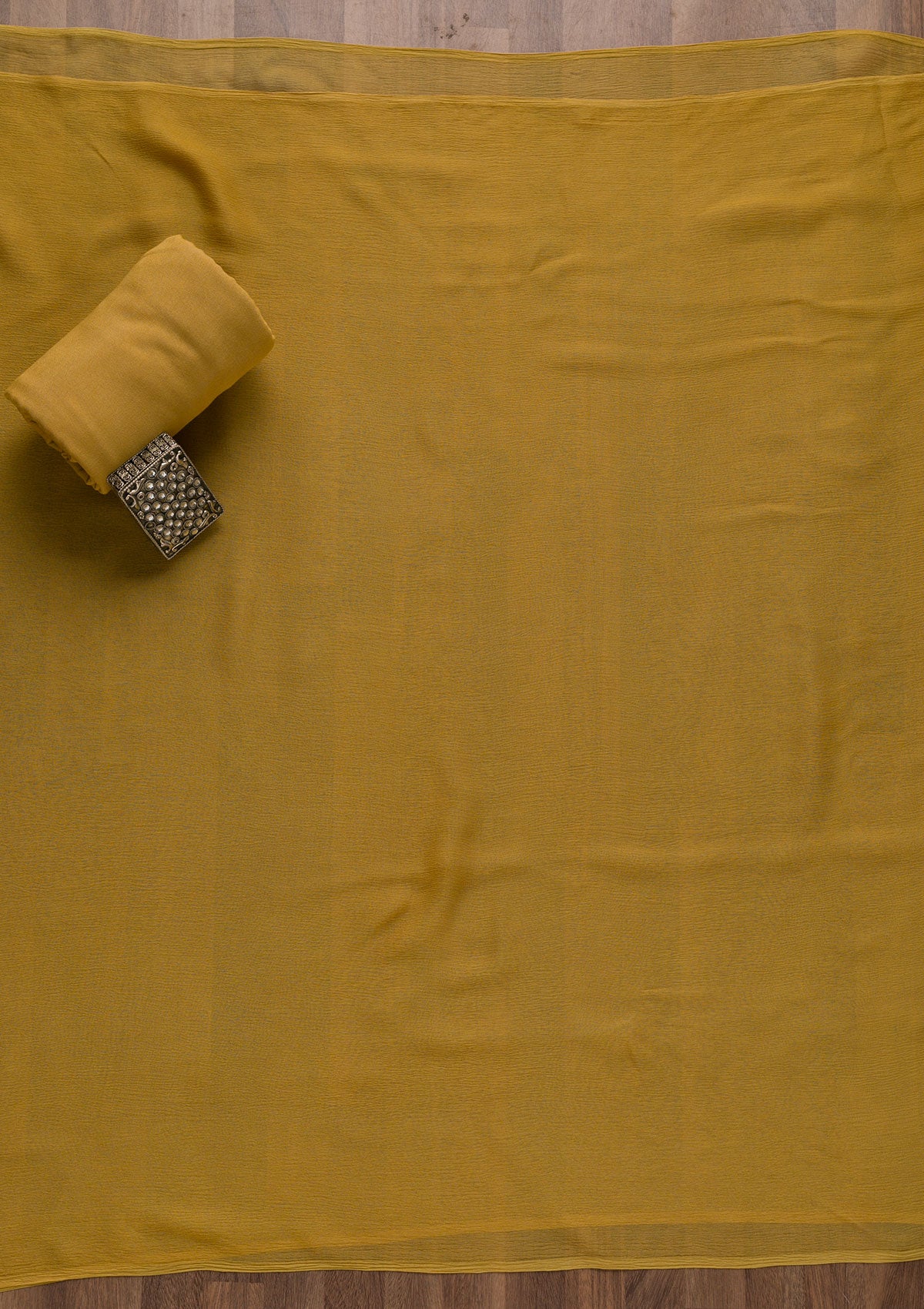 Mustard Swarovski Semi Crepe Unstitched Salwar Suit
