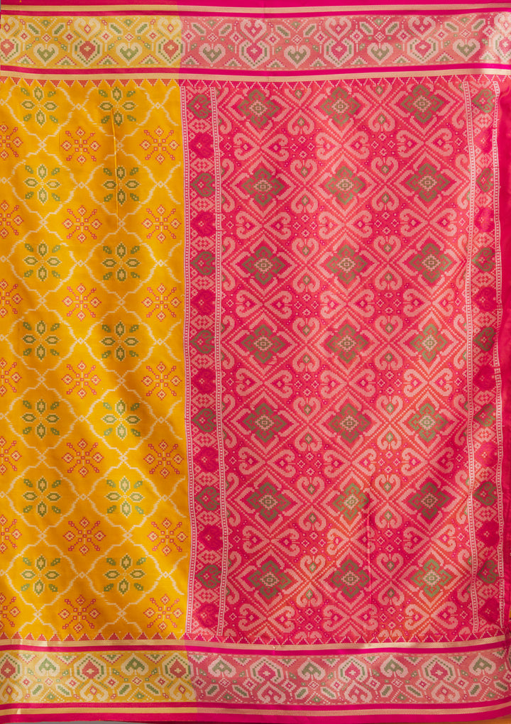 Mustard Threadwork Art Silk Saree