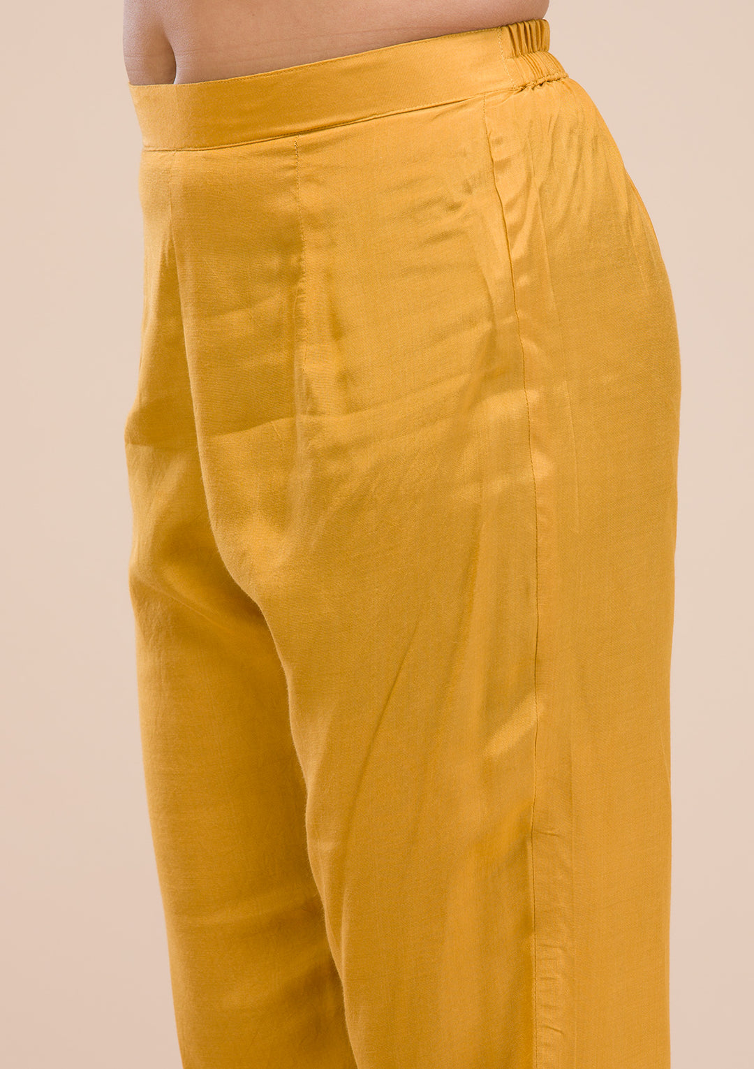 Mustard Threadwork Chanderi Readymade Salwar Suit